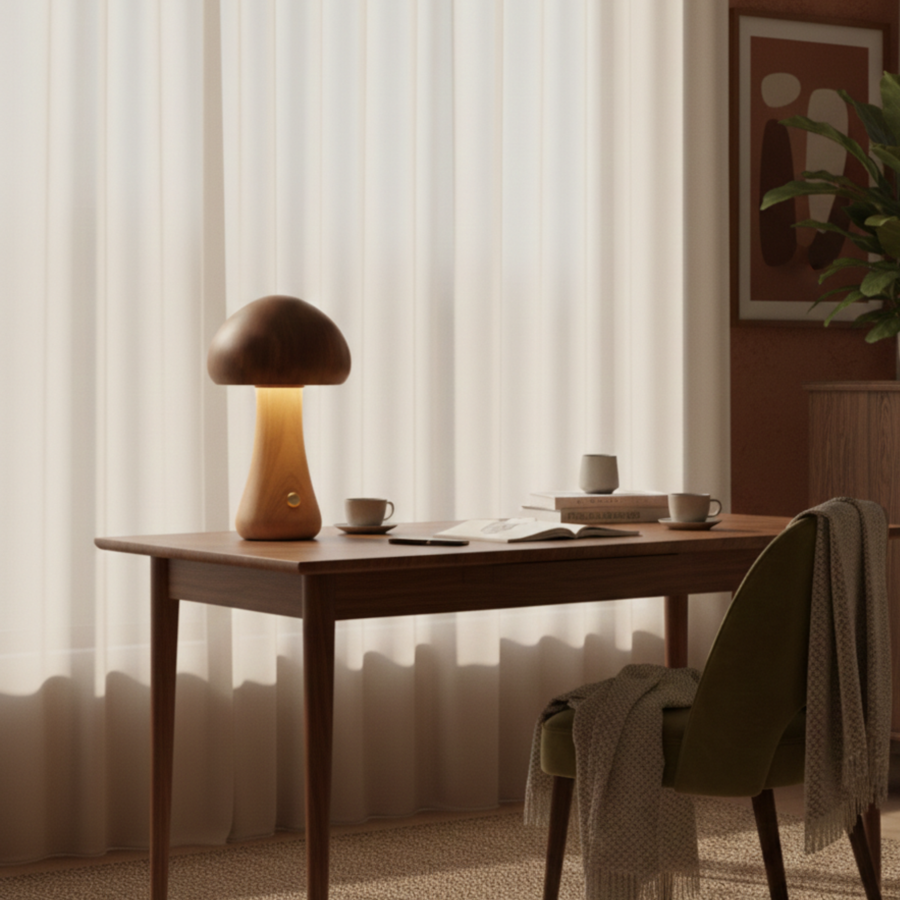 Nowoczesna minimalistyczna lampa stołowa w kształcie grzyba