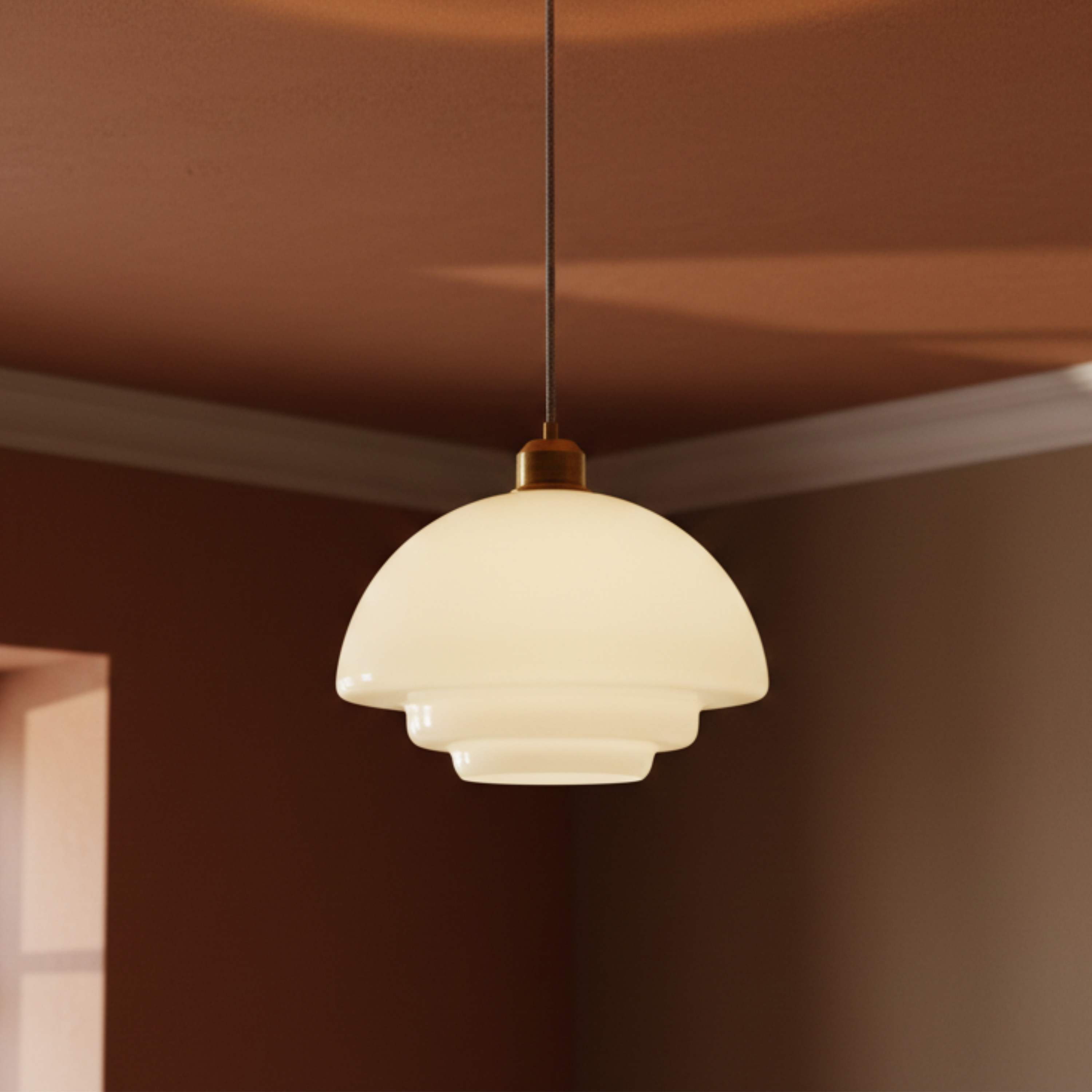 Nowoczesna lampa wisząca z białego szkła