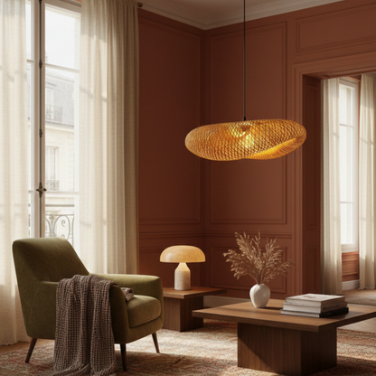 Lampa wisząca z rattanu LED