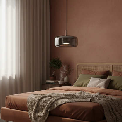 Naturalna ryflowana lampa wisząca LED z kamienia
