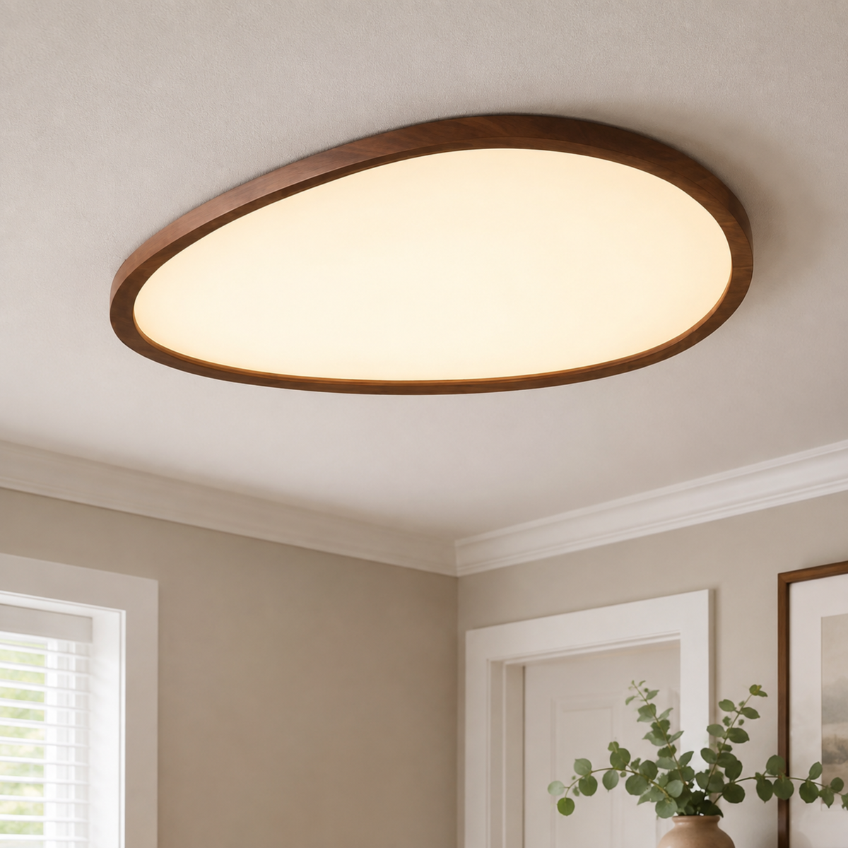 Ultra Thin Wood Look LED Ceiling Light