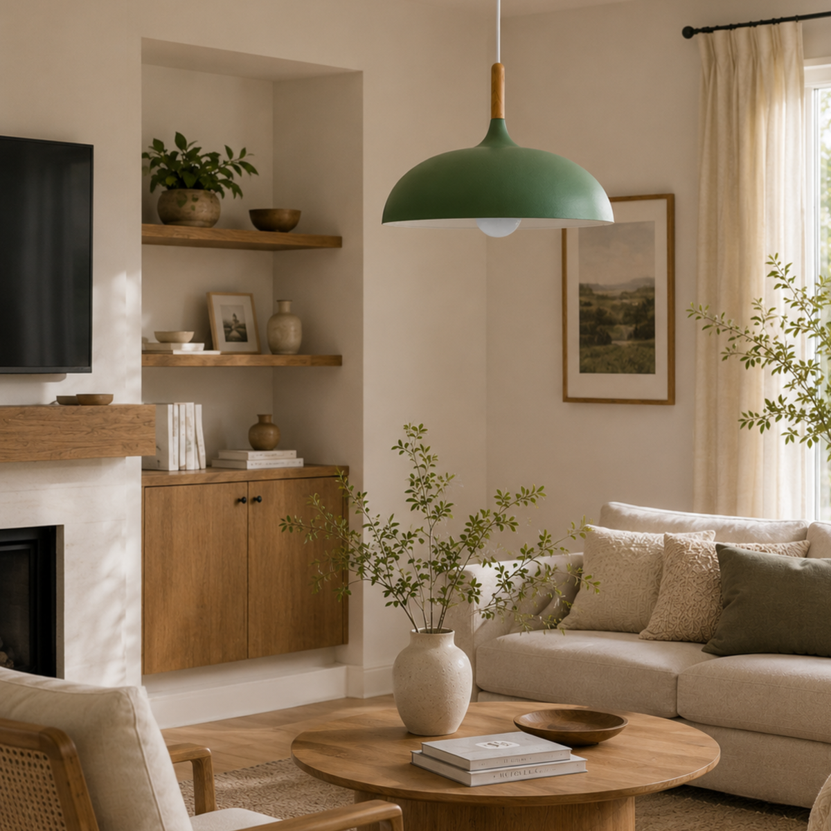 Minimalist Wood Aluminum Pendant Light