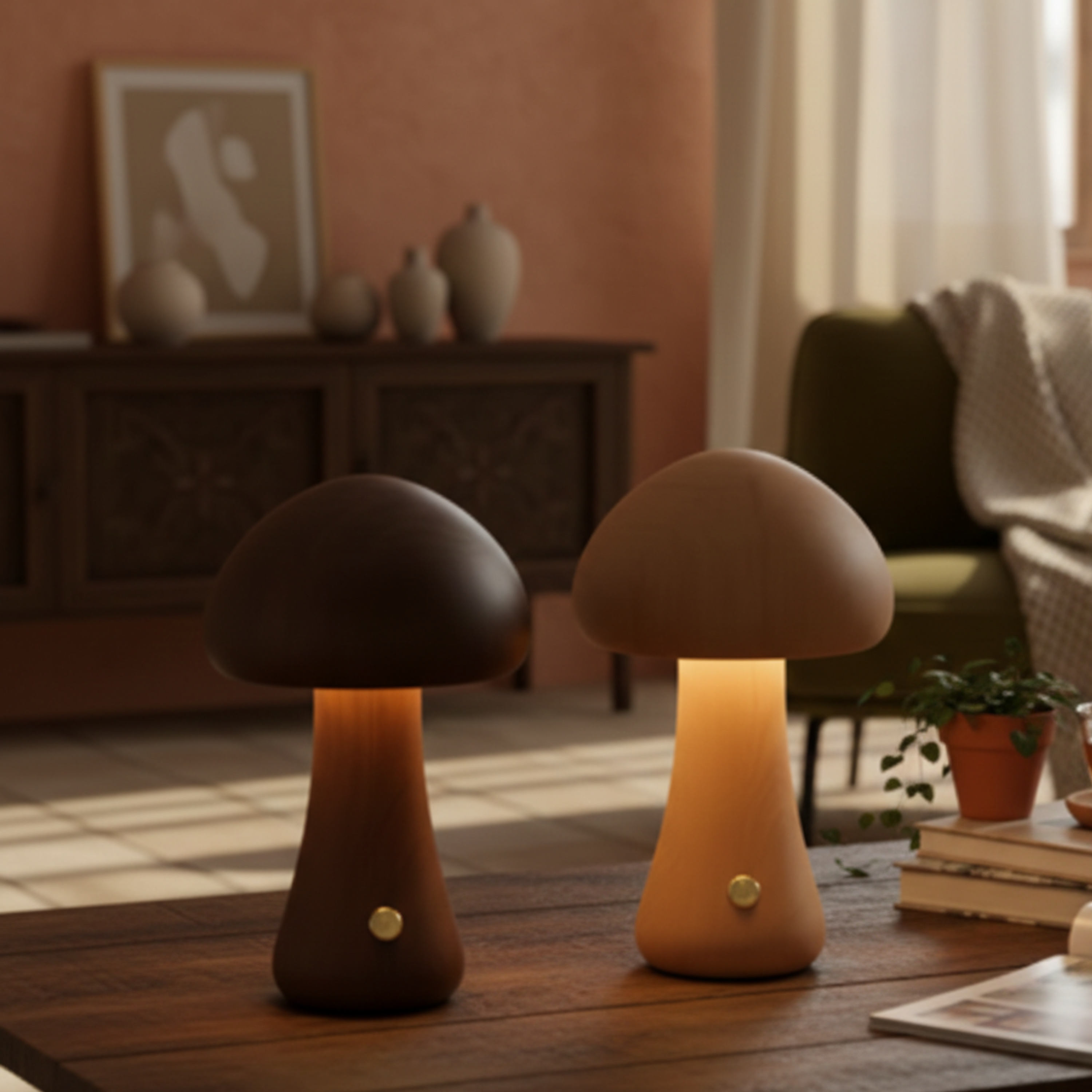 Nowoczesna minimalistyczna lampa stołowa w kształcie grzyba