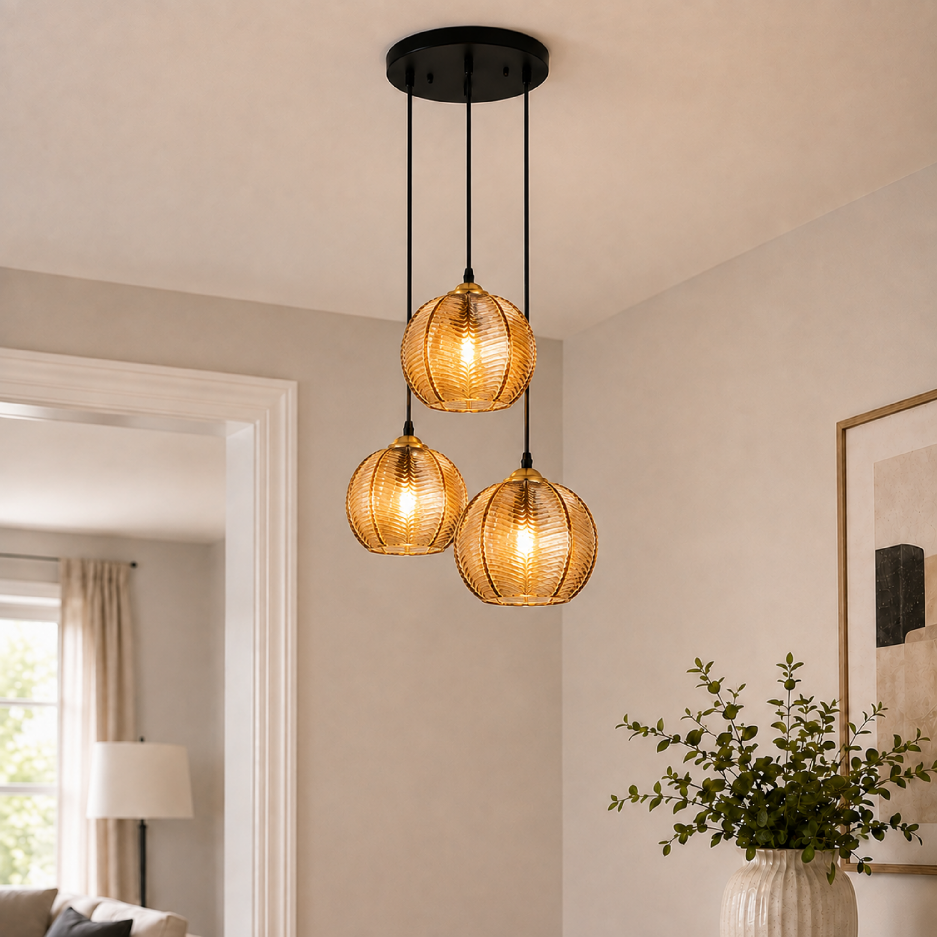 Modern Striped Glass Pendant Light