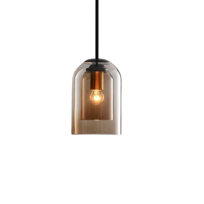 Kubkowa lampa wisząca z podwójnym szkłem