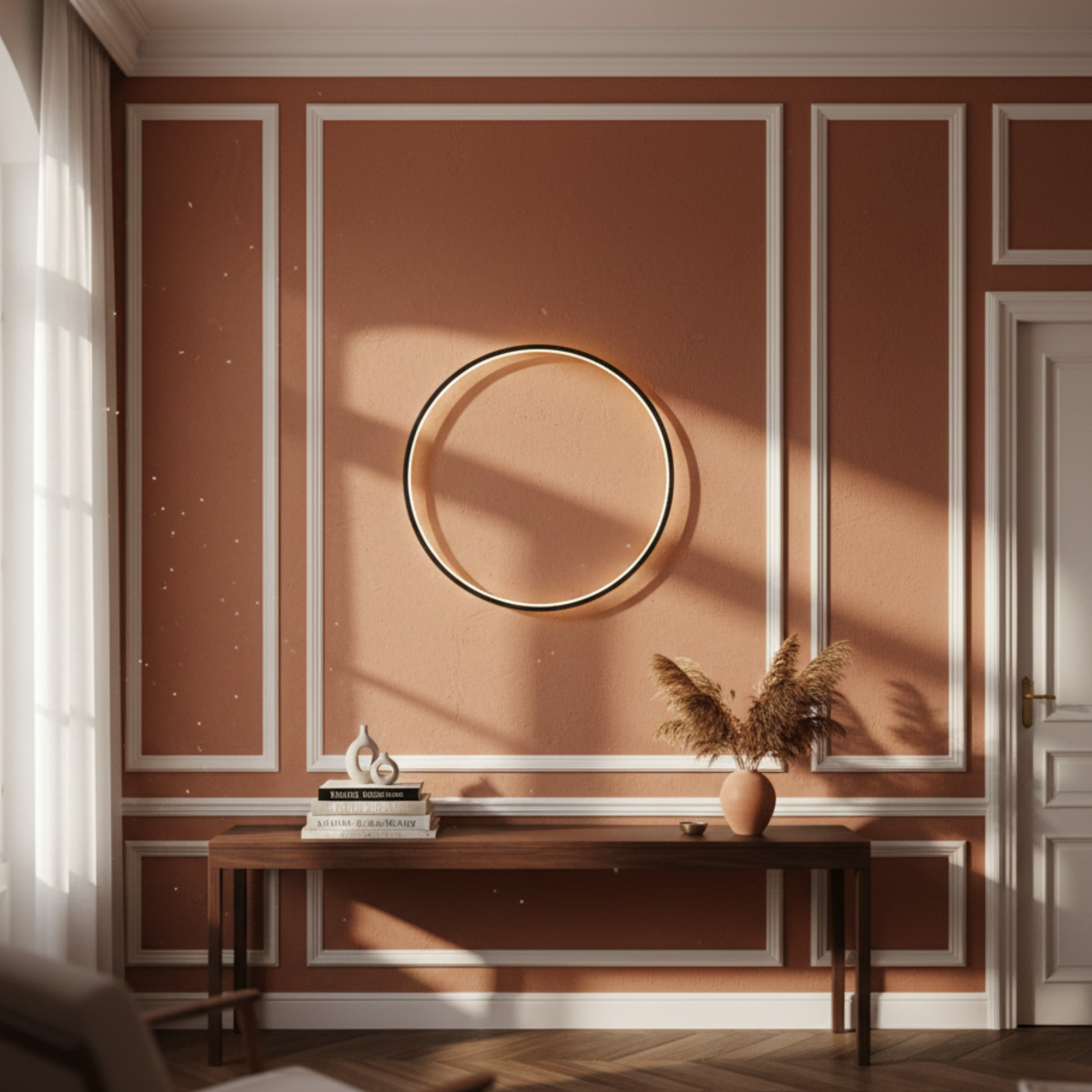 Okrągła minimalistyczna lampa ścienna